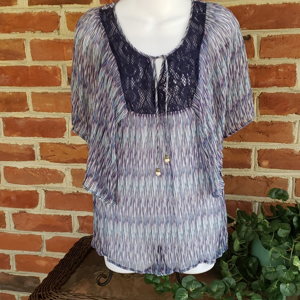🐶 Ella Moss Butterfly Sleeve Sheer Top